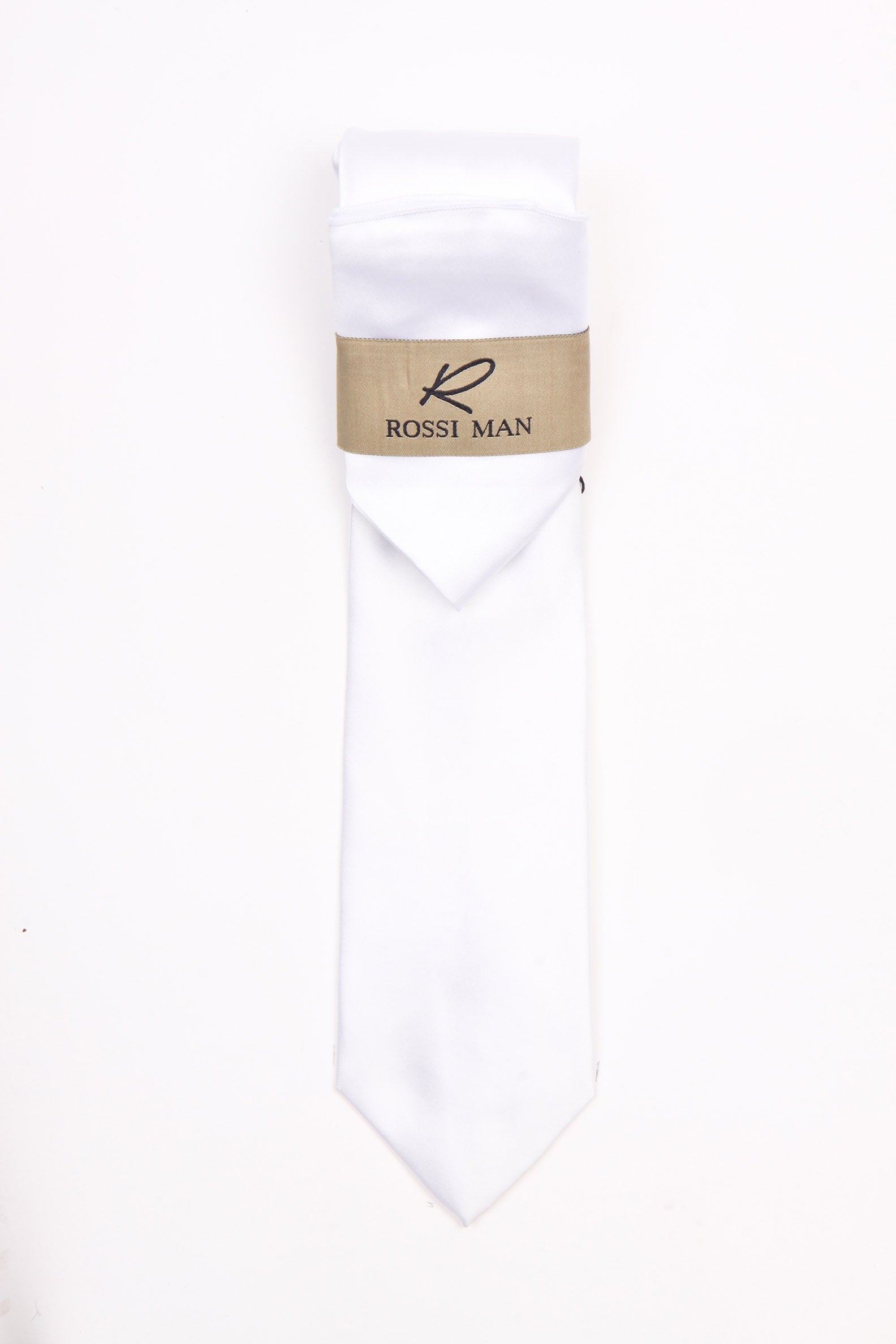 Rossi Man White Tie & Pocket Round Set