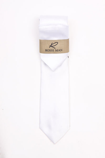 Rossi Man White Tie & Pocket Round Set