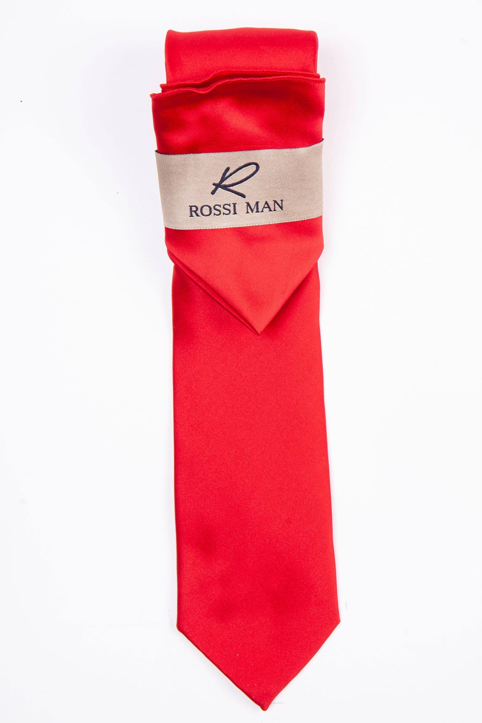 Rossi Man Solid Red Tie & Pocket Round