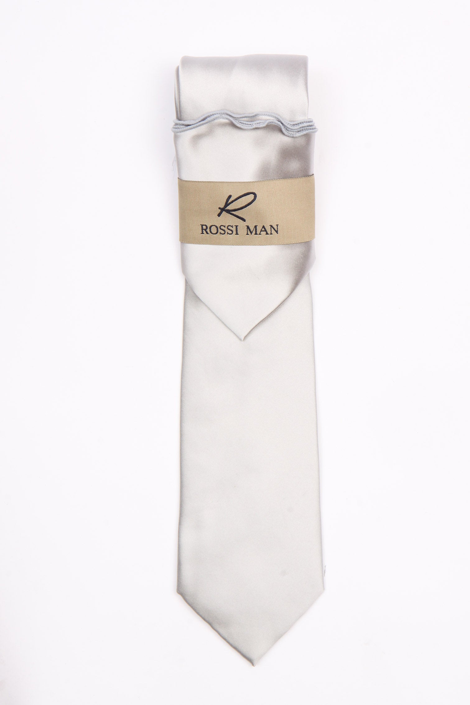 Rossi Man Silver Tie & Pocket Round Set