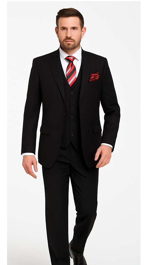Rossi Man CYRUS RM101 Black 3-Piece Suit