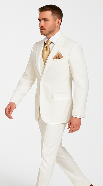 Rossi Man ELI RM202 Winter White 3-Piece Suit