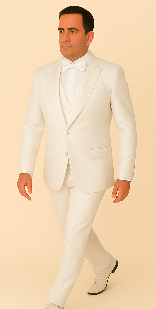Rossi Man Slim Fit White 3-Piece Suit RM1911