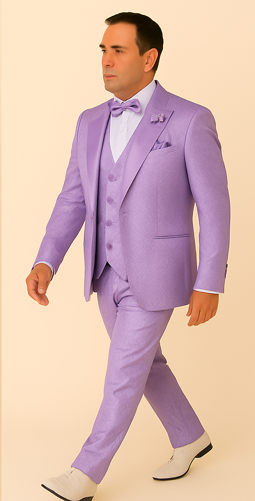 Rossi Man Purple 3-Piece Slim Fit Suit