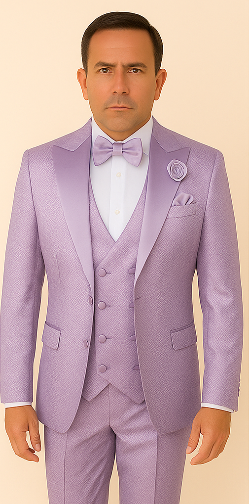 Rossi Man Purple 3-Piece Slim Fit Suit