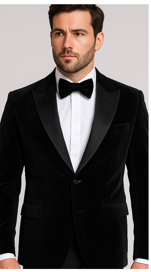 Rossi Man Leo RM1575: Black Suit, Sleek Fit