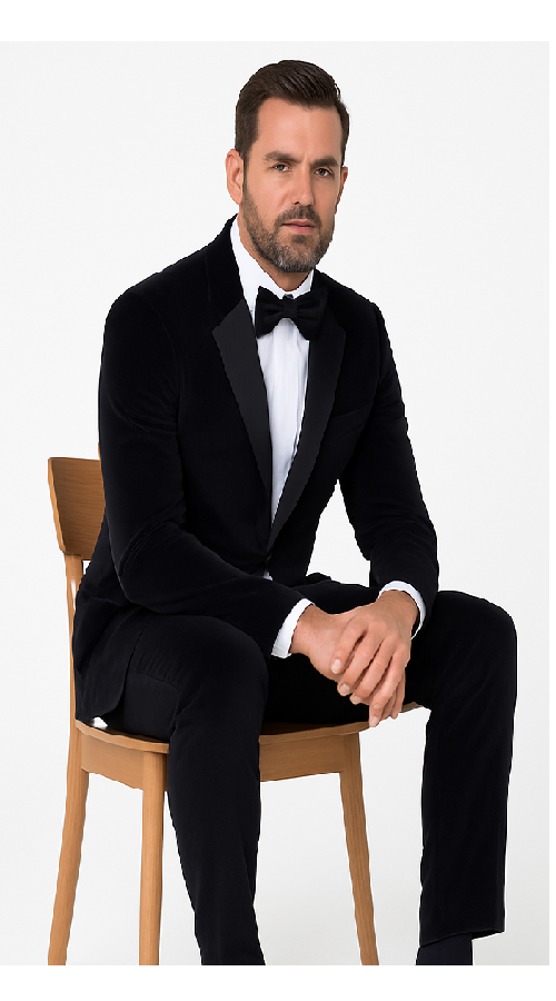Rossi Man Leo RM1575: Black Suit, Sleek Fit