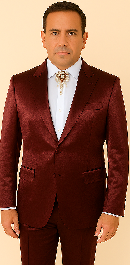 Rossi Man LEO RM1608 Slim Fit Dark Red 3-Piece Suit