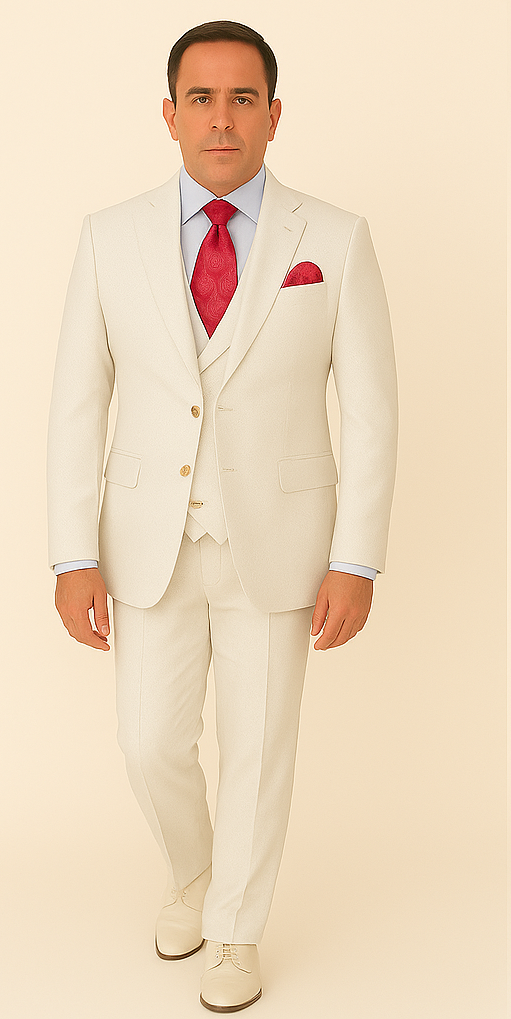 Rossi Man White Slim Fit 3-Piece Suit