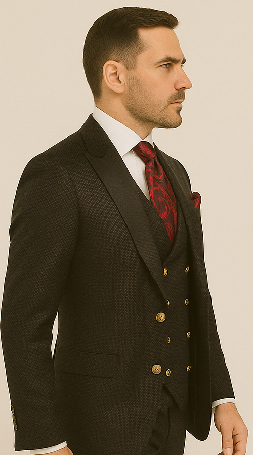 Rossi Man Bond Slim Fit Black 3-Piece Suit