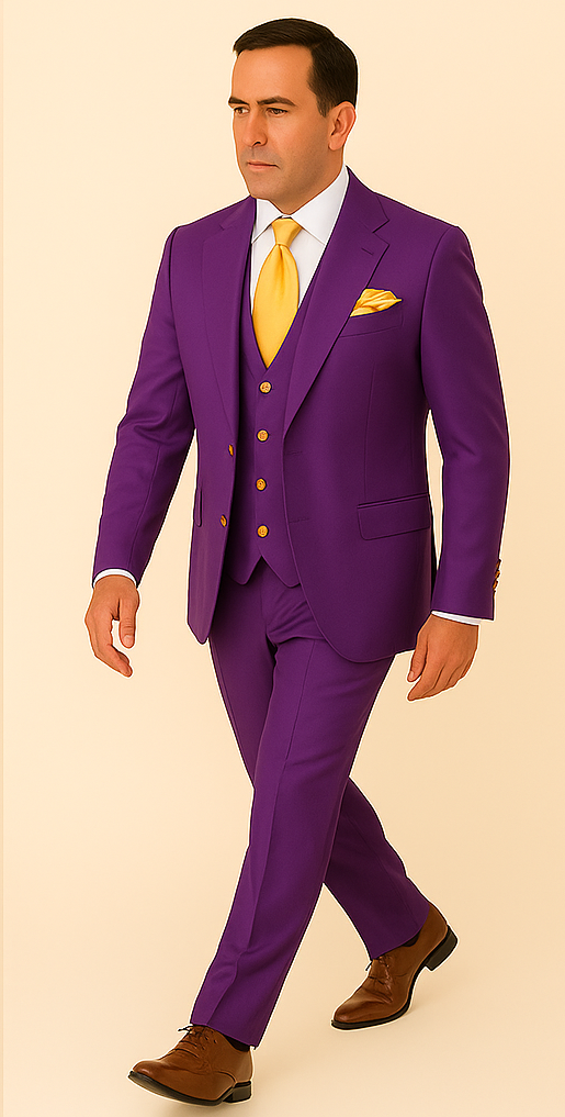 Rossi Man BOND RM1778 Slim Fit 3-Piece Purple Suit – Elegant Tailored Suit for Men