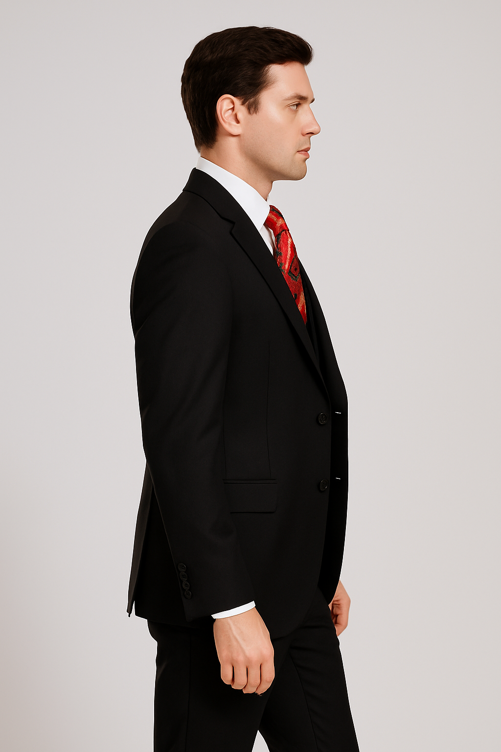 Rossi Man Max Slim Black 3-Piece Suit