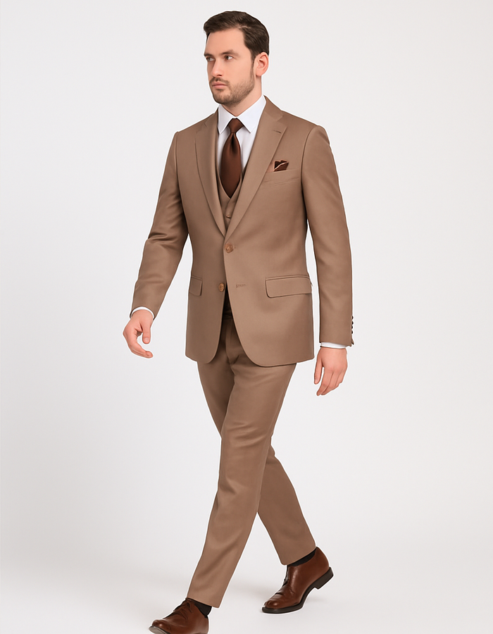 Rossi Man Max Slim Fit 3-Piece Mocha Suit