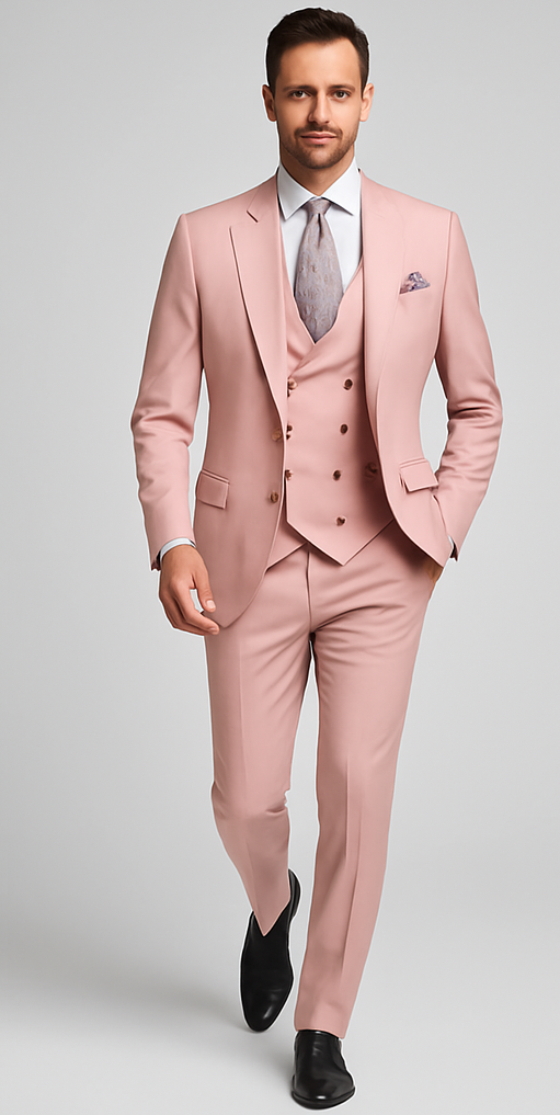 Rossi Man MAX RM1203 Slim Fit Pink Suit 3-Piece