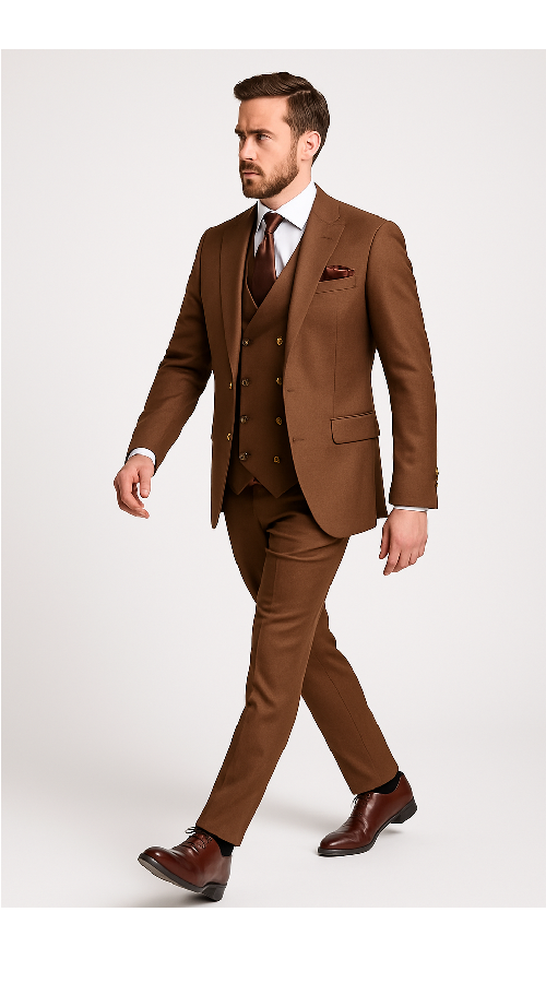 Rossi Man Max RM1392 Brown Slim Fit 3-Piece Suit