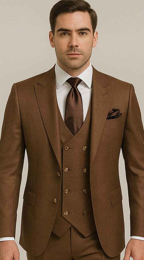 Rossi Man Max RM1392 Brown Slim Fit 3-Piece Suit