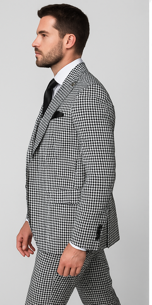 Rossi Man MAX RM1710 Black and White Slim Suit