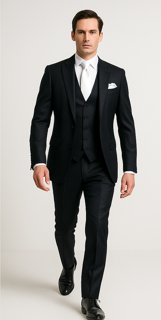 Rossi Man MAX RM1712 Slim Black 3-Piece Suit