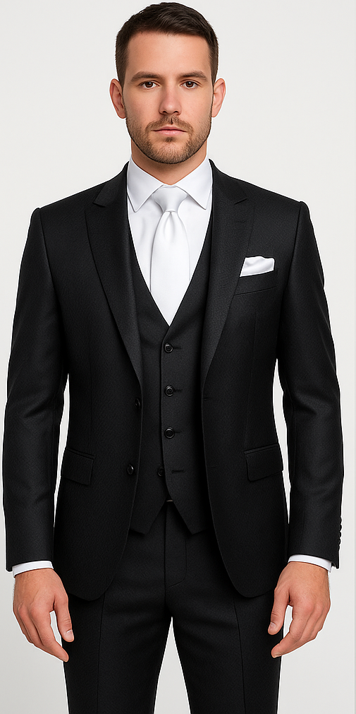 Rossi Man MAX RM1712 Slim Black 3-Piece Suit