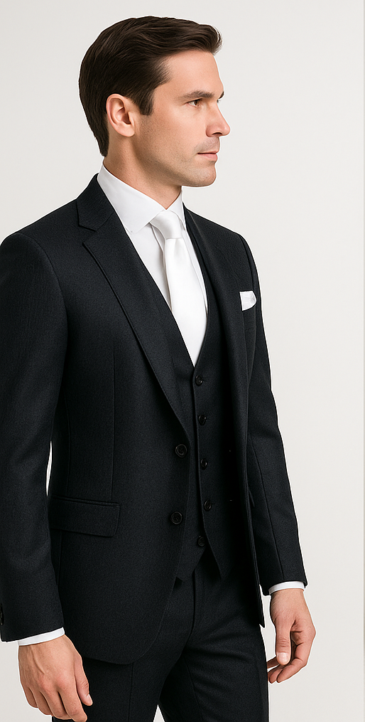 Rossi Man MAX RM1712 Slim Black 3-Piece Suit
