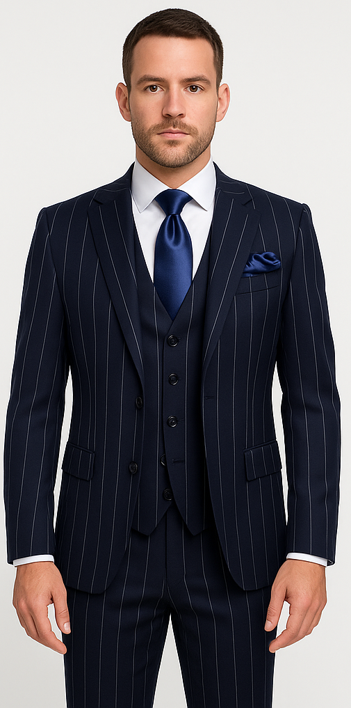 Rossi Man MAX RM1725 Navy Slim Fit 3-Piece Suit