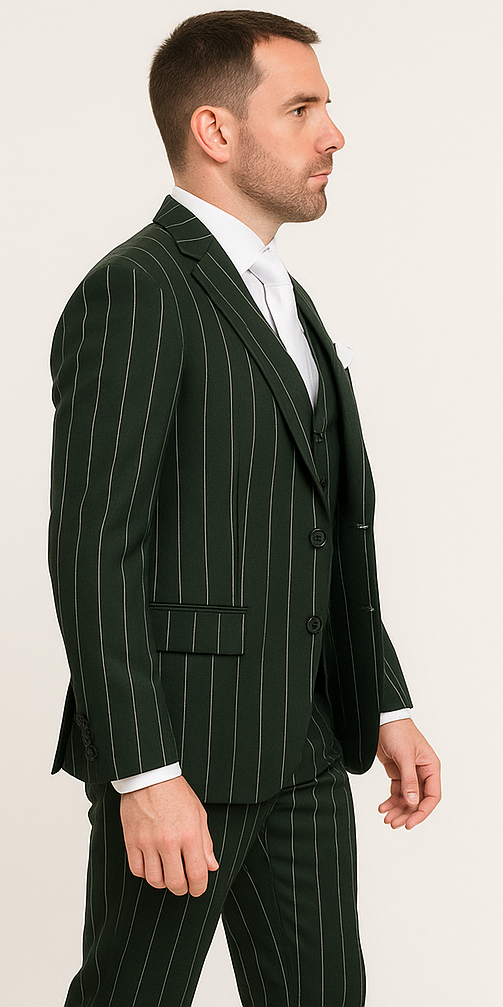 Rossi Man MAX RM1727 Slim Fit Green Pinstripe Suit