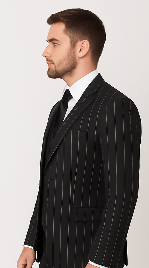 Rossi Man Max RM1728 Black Stripe Slim Suit