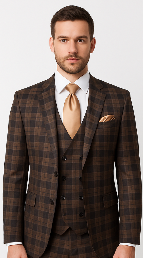 Rossi Man Slim Fit 3-Piece Brown Suit
