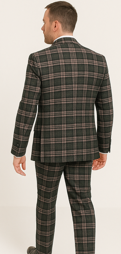 Rossi Man MAX RM1739 Black and Pink Slim Suit