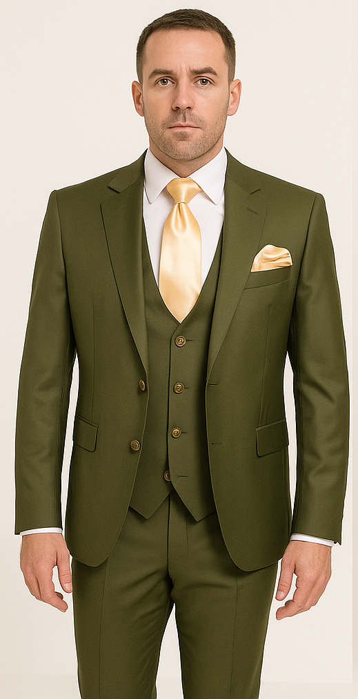 Rossi Man MAX Olive 3-Piece Slim Suit