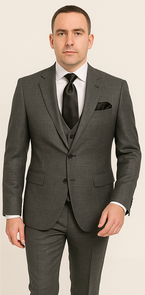 Rossi Man Slim Fit Grey 3-Piece Suit