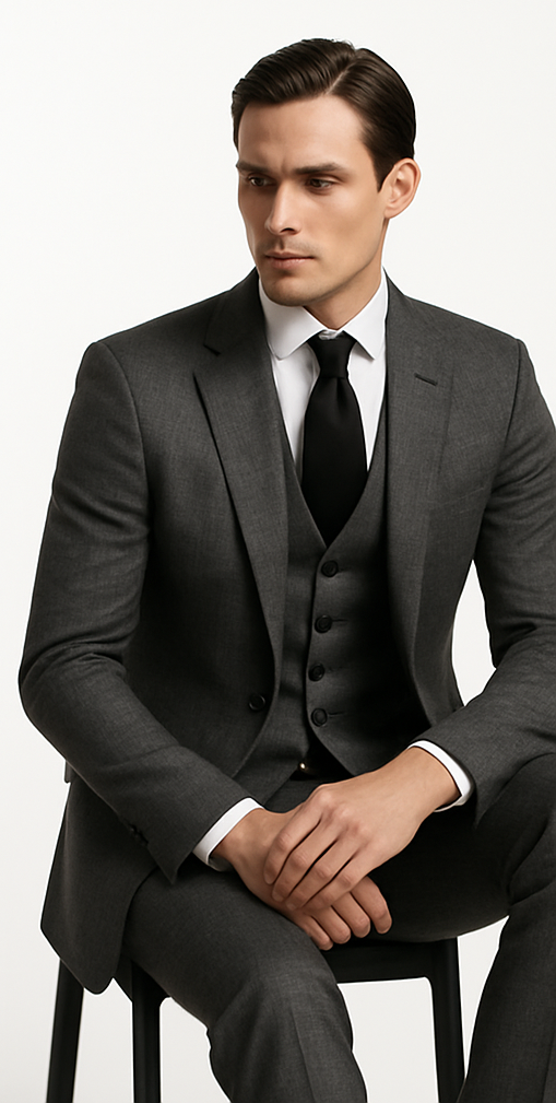 Rossi Man Slim Fit Grey 3-Piece Suit