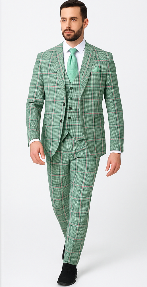 Rossi Man MAX Mint Green Slim 3-Piece Suit