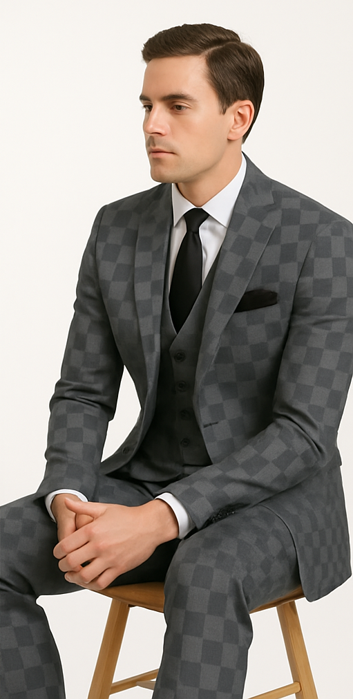 Rossi Man MAX RM1836 Slim Fit 3-Piece Grey Suit – Tailored Formal Suit for Men
