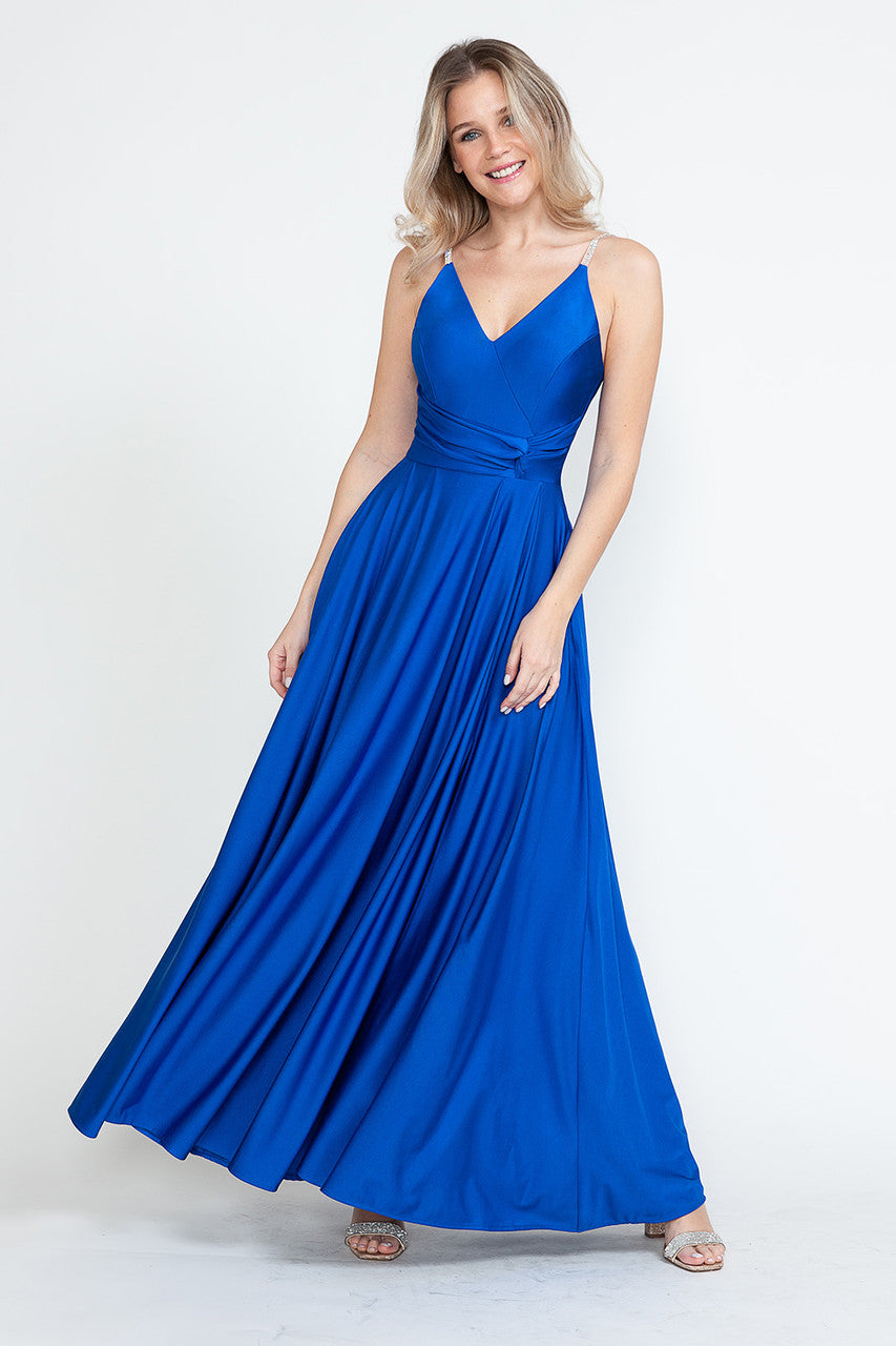 Evening Dress V-Neck Thigh Slit A-Line Formal Gown By Lenovia 5275