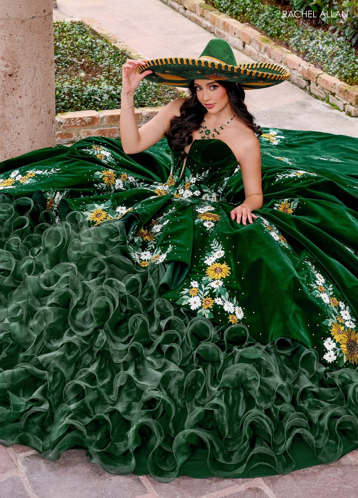 Rachel Allan RQ5005 Floral Velvet Quinceanera Dress