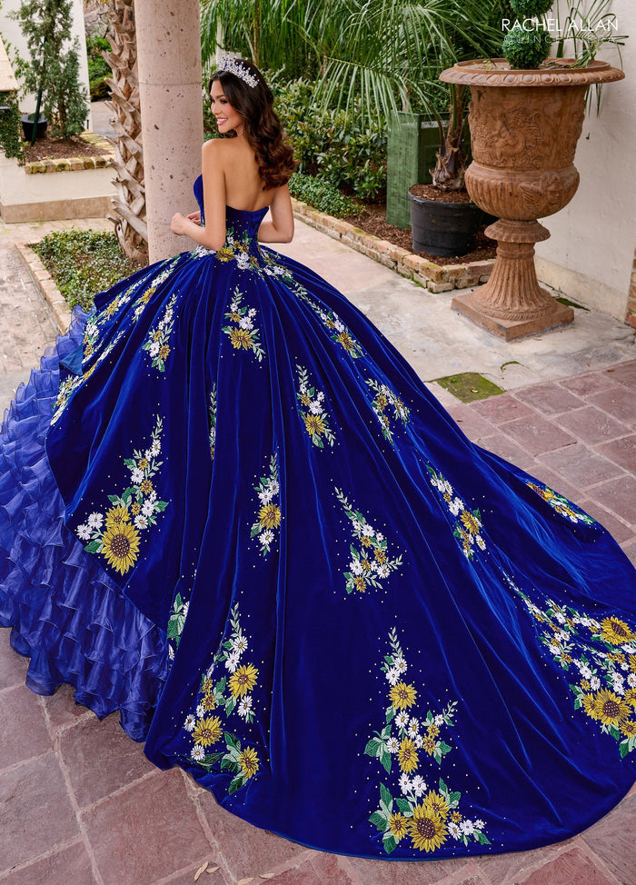 Rachel Allan RQ5005 Floral Velvet Quinceanera Dress