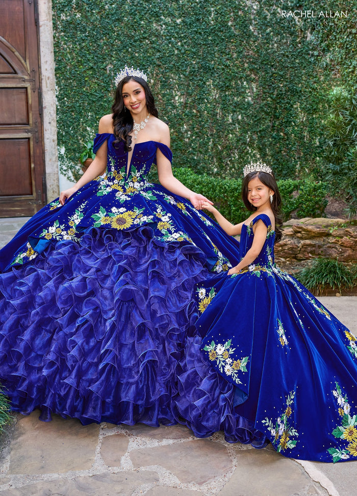 Rachel Allan RQ5005 Floral Velvet Quinceanera Dress