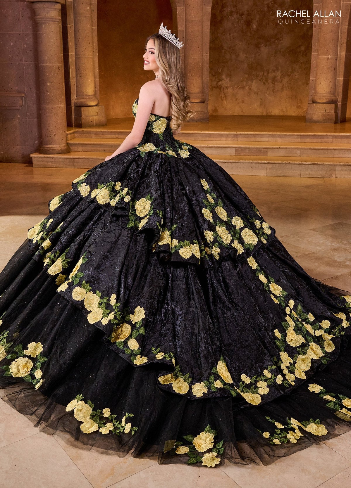 Rachel Allan RQ5006 Floral Strapless Quinceanera Dress