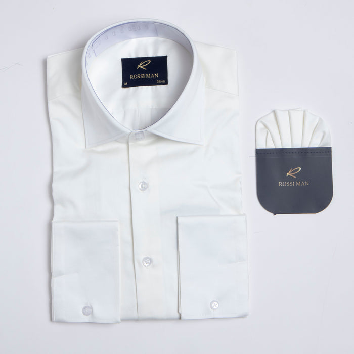 Rossi Man RS1 Ivory Sateen Cotton Shirt