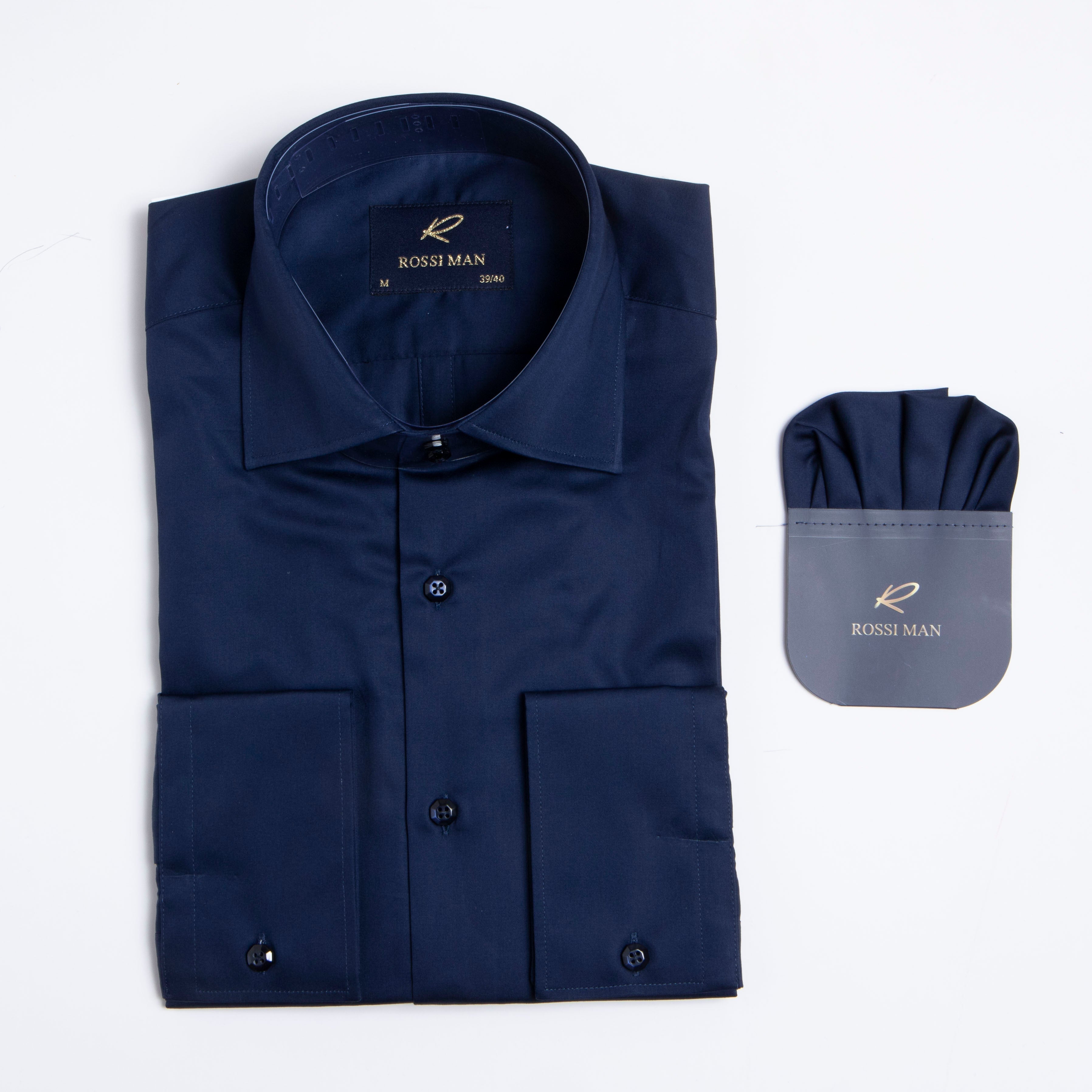 Rossi Man RS1 Slim Sateen Shirt Navy