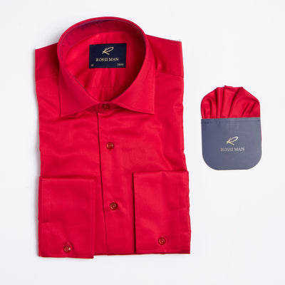 Rossi Man Red Sateen Slim Shirt