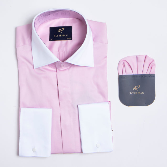 Rossi Man RS2-Pink Slim Sateen Cotton Shirt