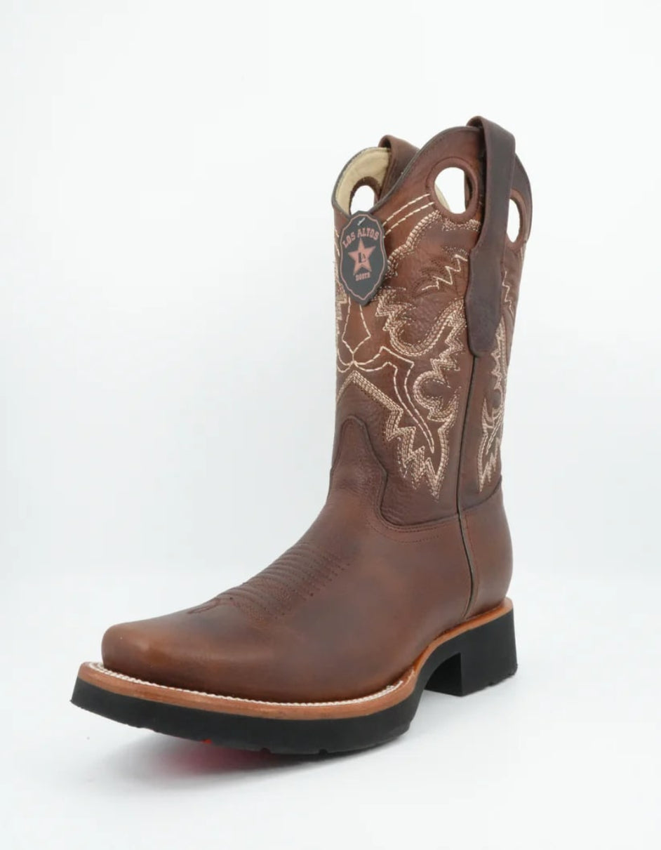 Los Altos Rage Walnut Wide Square Toe Leather Boot