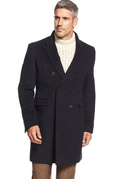 Designer Brand Men's Dress Coat Lawrenceville Long Men's Dress Topcoat - Winter coat Double-Breasted Blend Solid Overcoat