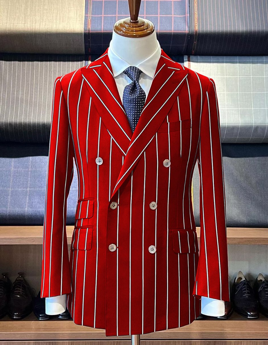 Red Pinstripe Double Breasted Gangster Suit