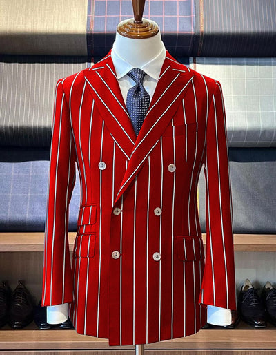 Red Pinstripe Double Breasted Gangster Suit