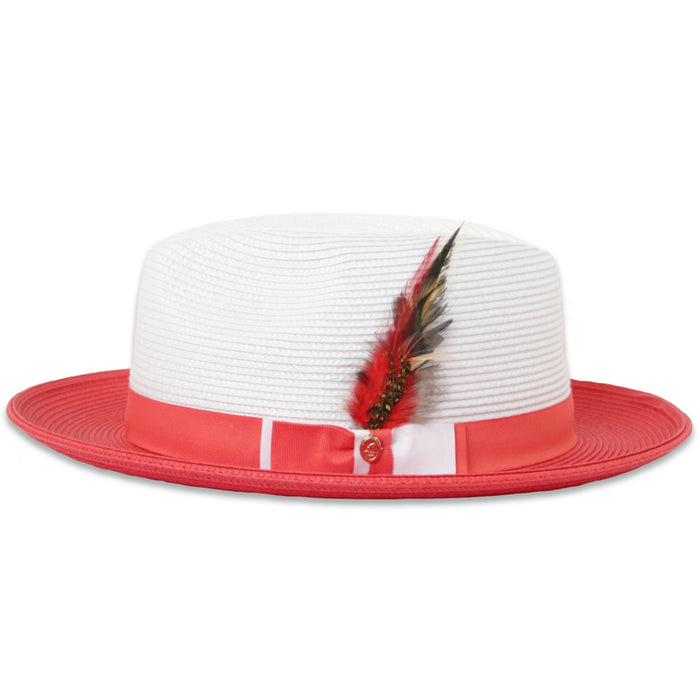 Tapa Two-Tone Red and White Fedora – Men’s Crushable Straw Dress Hat
