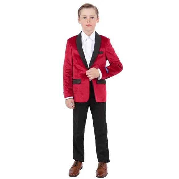 Perry Ellis Boys Red Velvet Jacket