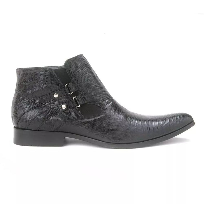 Los Altos Black Lizard Ankle Boot